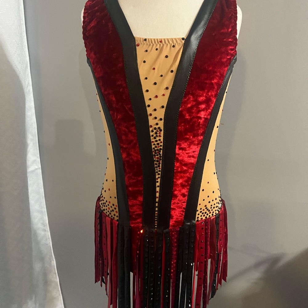 Red and Black Fringe Dance Costume